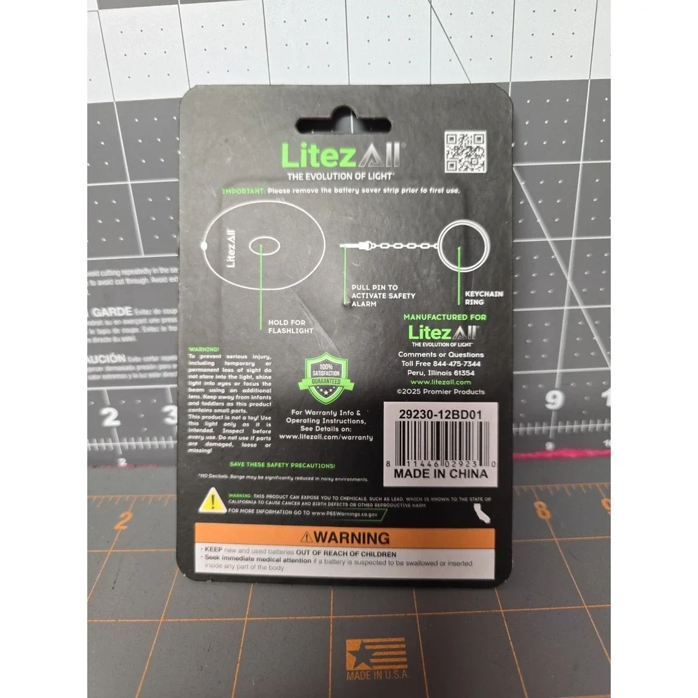 Litez All Keychain Safety Alarm and Flashlight White Loud LED NIPS